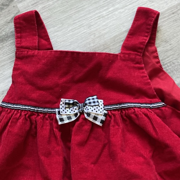 Vintage Girls Red and Black Scottish terrier pinafore dress size 6 - Picture 3 of 6